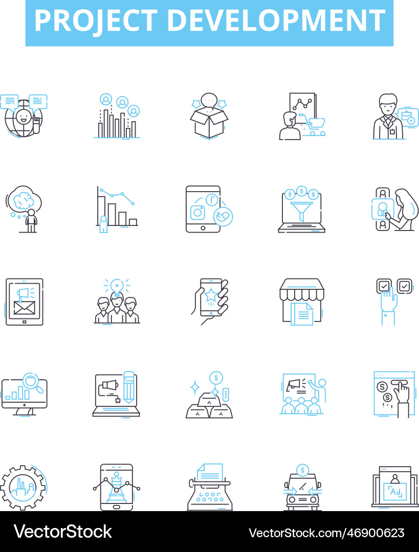 Project development line icons set Project development line icons set vector image