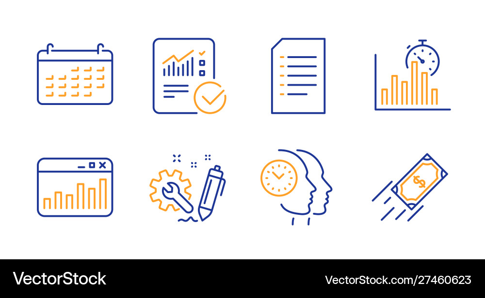 Report timer engineering and document icons set Report timer engineering and document icons set vector image