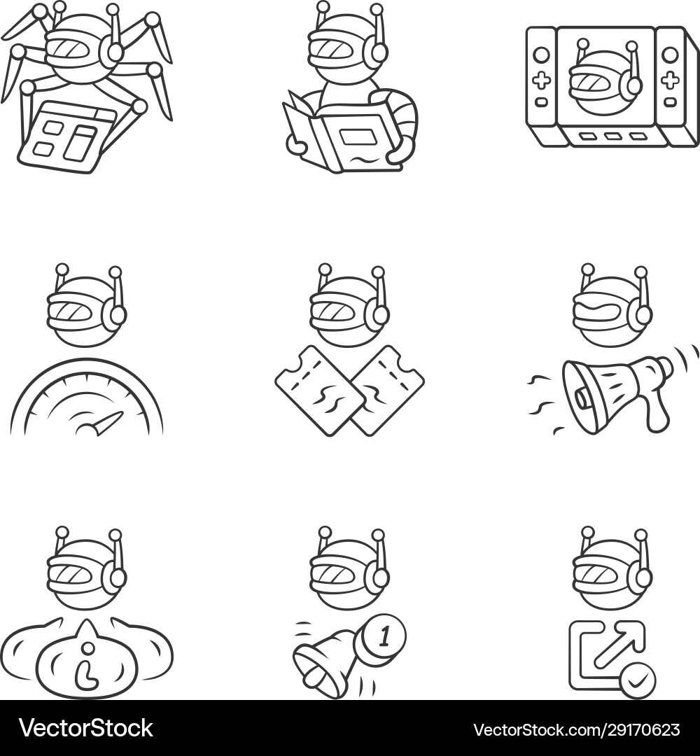Robotic AI Icons - Linear Style vector image