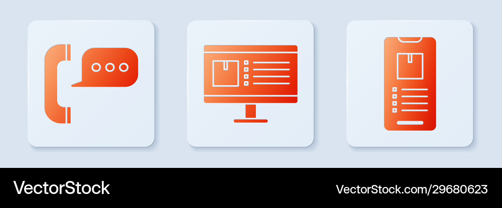 Set computer monitor with app delivery tracking vector image