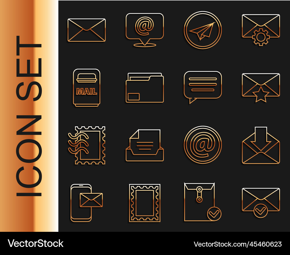 Set line envelope and check mark with star paper Set line envelope and check mark with star paper vector image