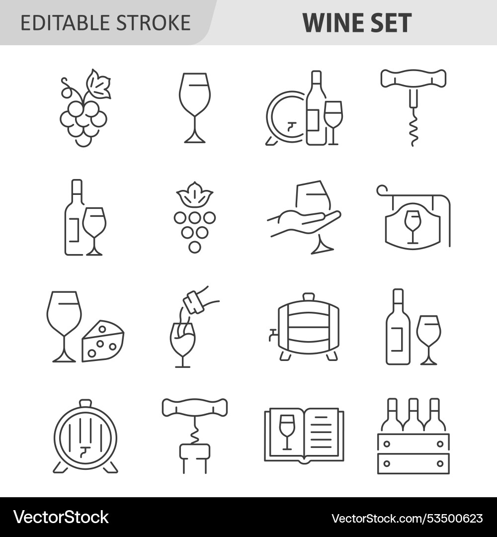 Wine line icon set c Wine line icon set c vector image