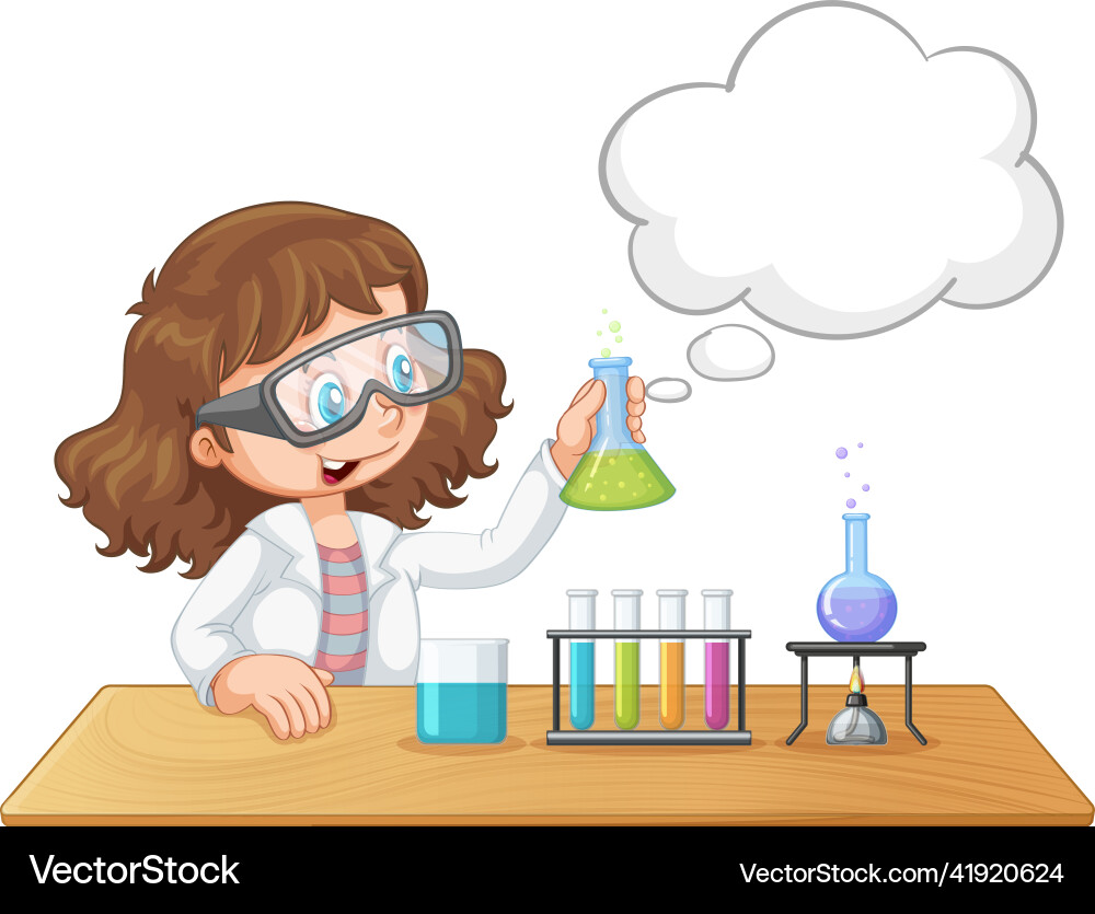 A scientist experiment with speech bubble A scientist experiment with speech bubble vector image