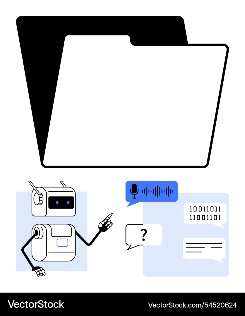 Ai file management digital folder with robot Ai file management digital folder with robot vector image