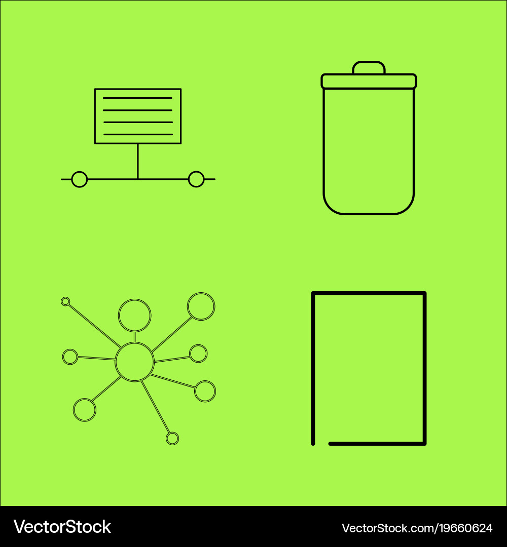 Basic content simple linear outline icon set vector image