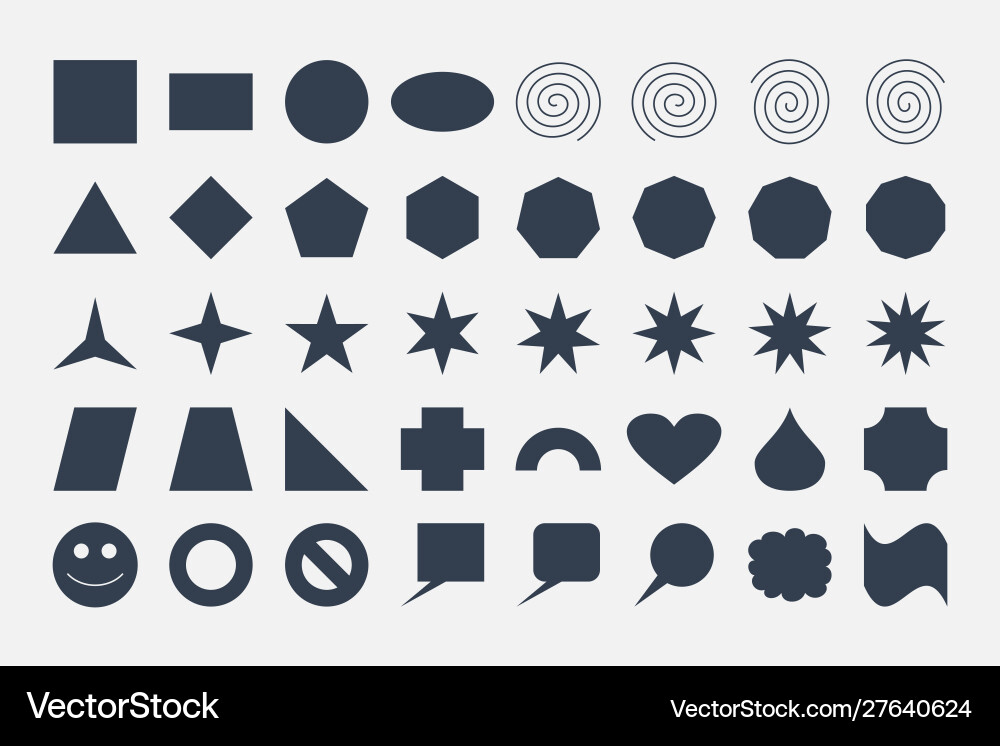 Basic shapes design elements set Basic shapes design elements set Vector Image