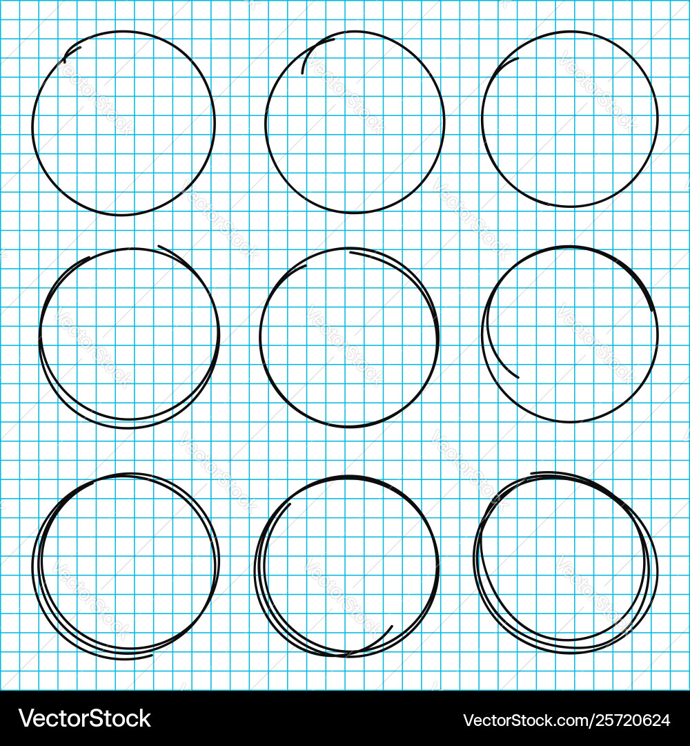 Black Scribble Circle Set vector image