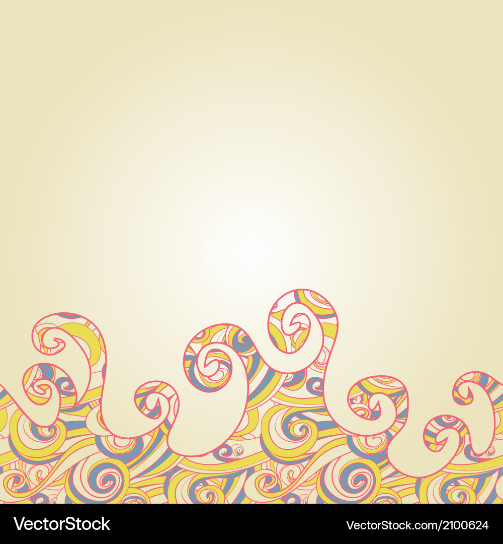 Border with abstract hand-drawn waves pattern Vector Image
