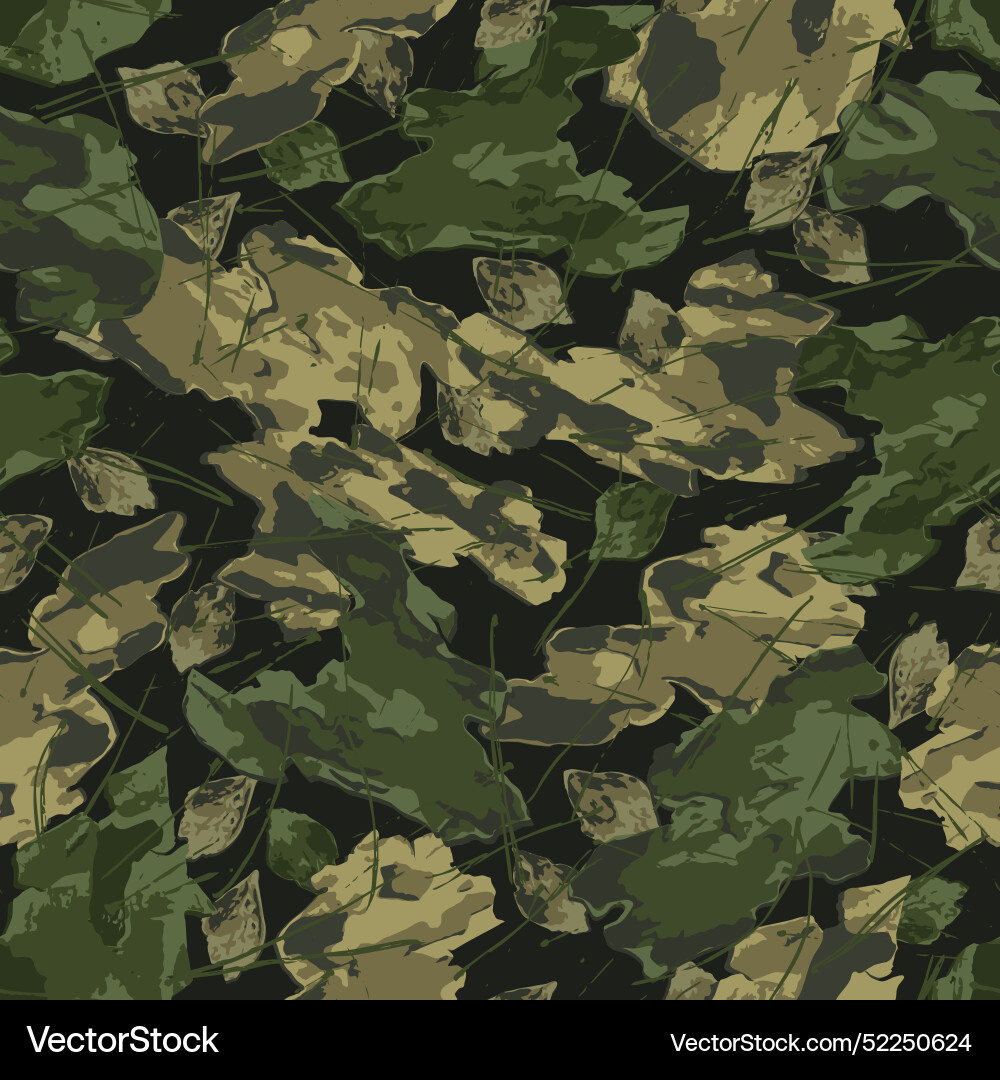 Camo pattern with forest litter nature objects Vector Image