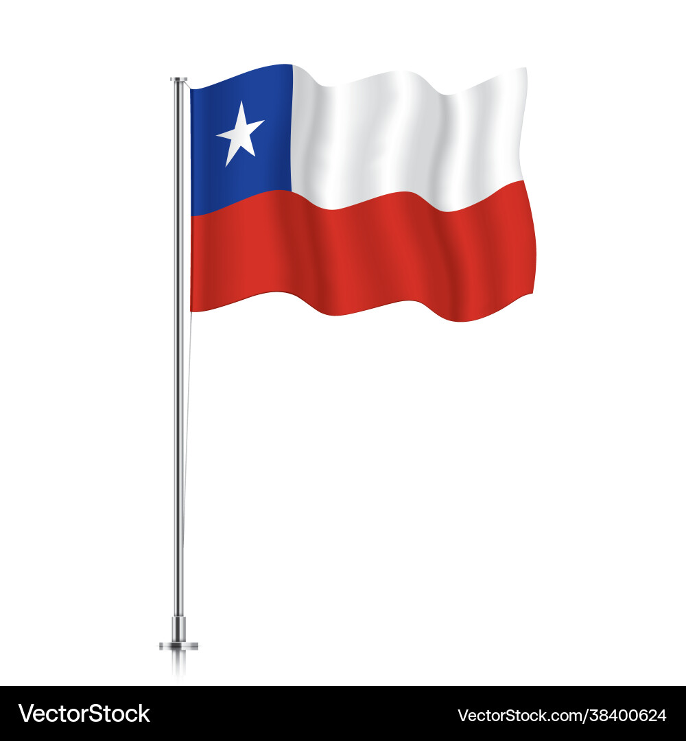 Chile Flag on Metallic Pole Vector Image