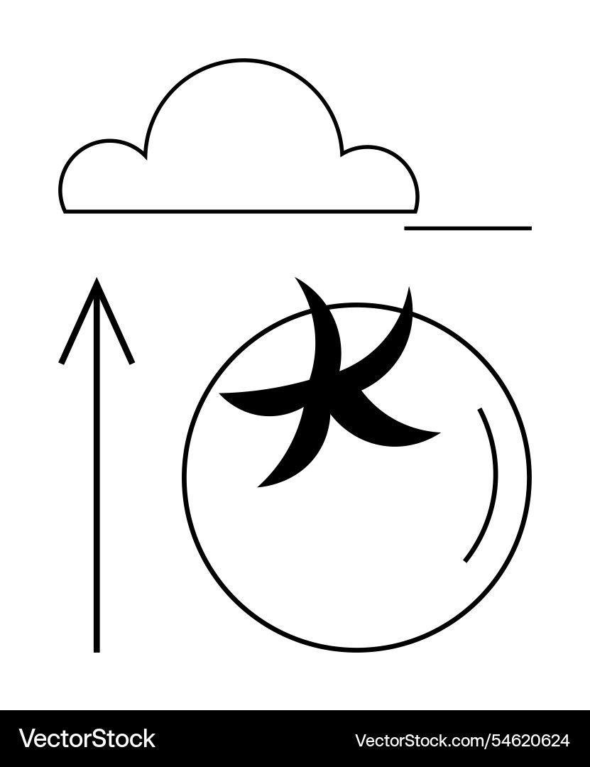 Cloud upward arrow and circular shape with swirl Cloud upward arrow and circular shape with swirl vector image