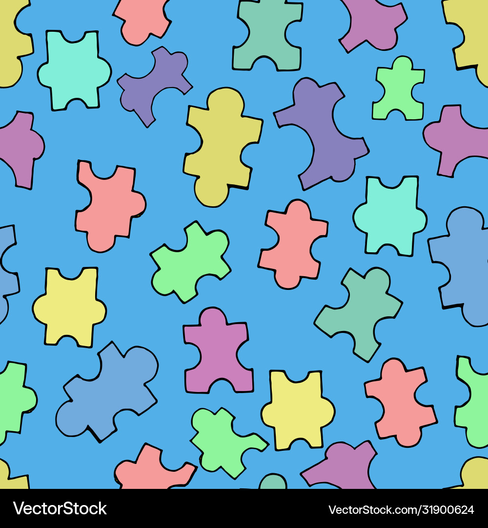 Colorful Puzzle Elements Pattern vector image