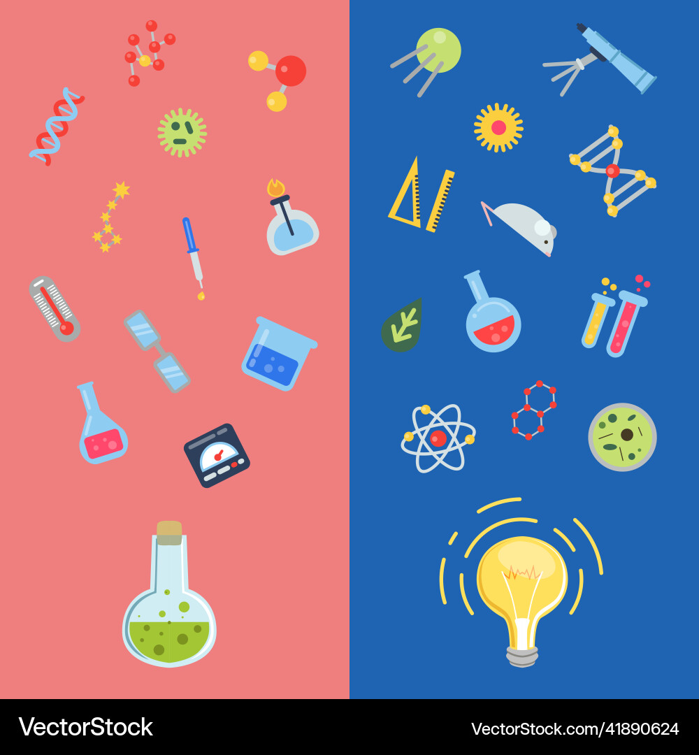 Flat style science icons lightbulb concepts Flat style science icons lightbulb concepts vector image