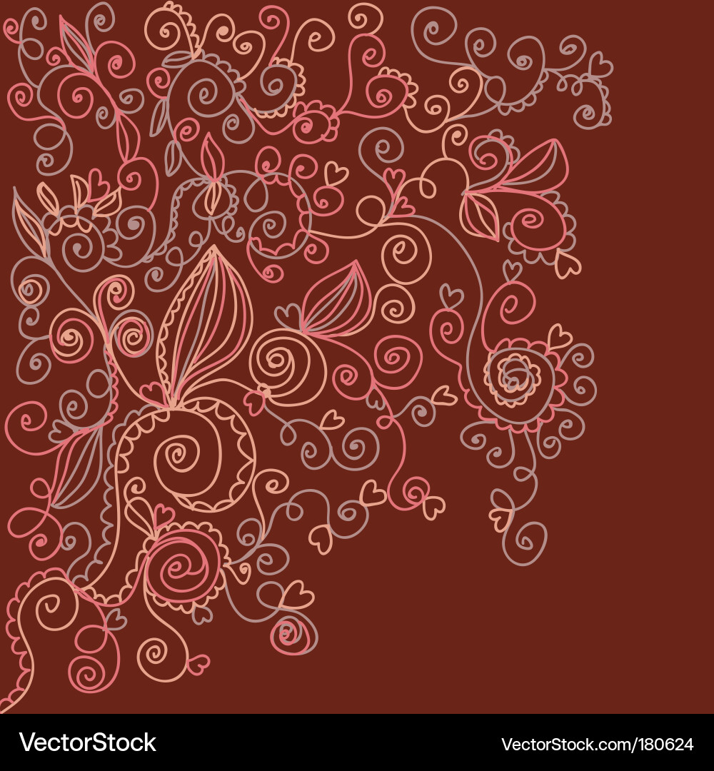Floral dark background with hearts Vector Image