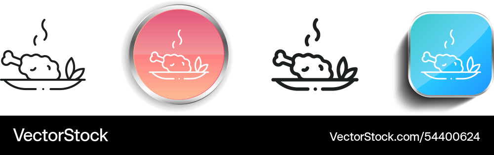 Fried chicken icon thin linear regular and button vector image