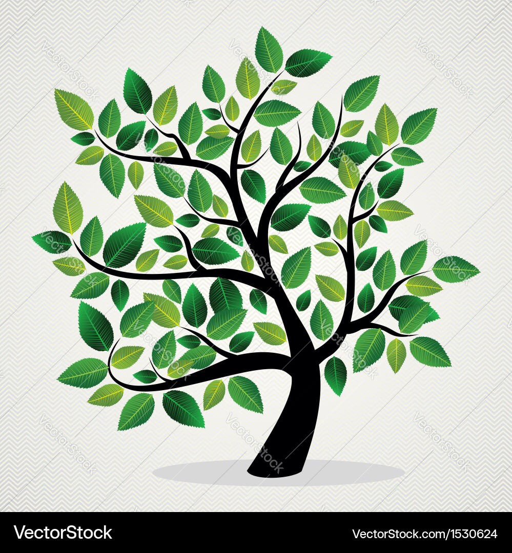 Green leaves tree Royalty Free Vector Image - VectorStock