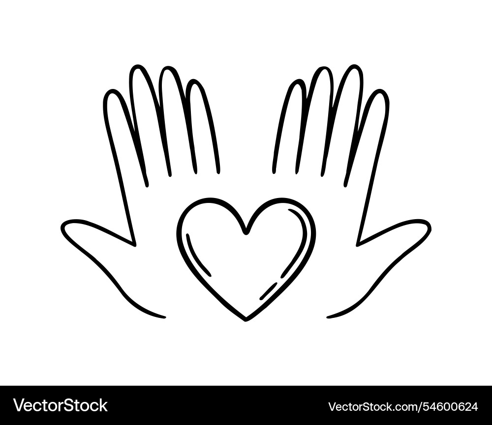 Herz in Palmen der Hände Doodle Hand gezeichnet Ikone Herz in Palmen der Hände Doodle Hand gezeichnet Ikone vektorbild