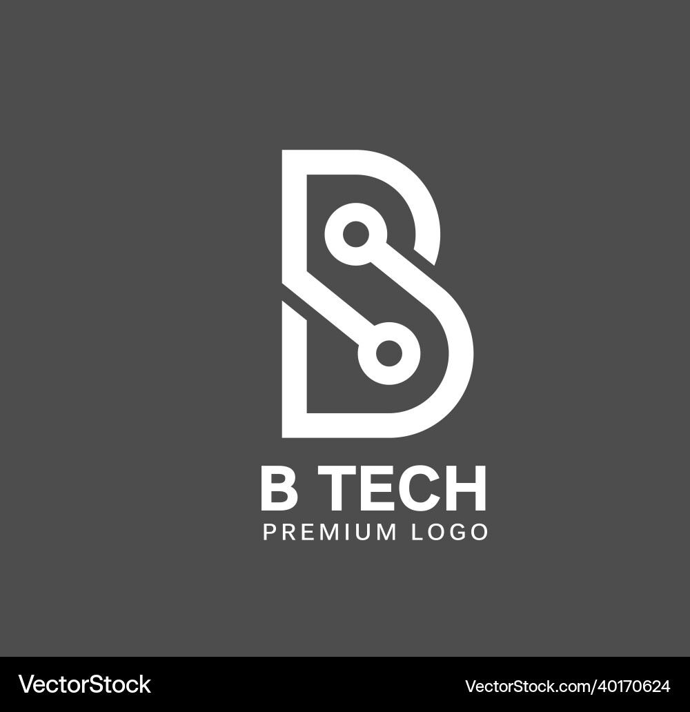 Initial letter b tech strong logo vector image