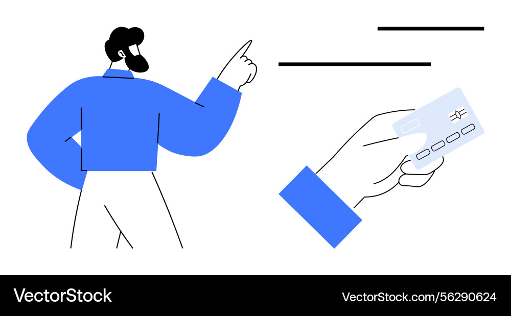 Man pointing with confidence while hand holding Man pointing with confidence while hand holding vector image