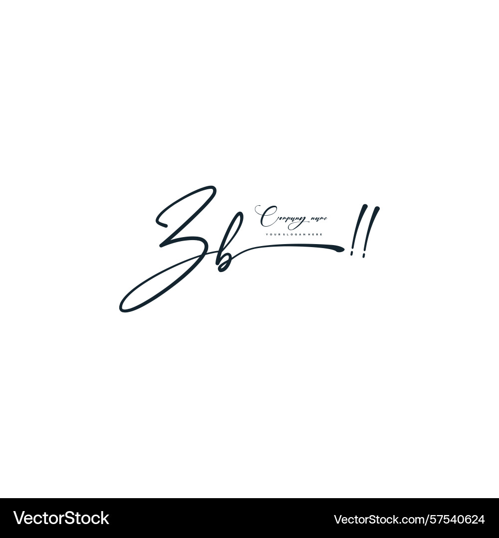Minimal signature logo design with zb initials Minimal signature logo design with zb initials Vector Image