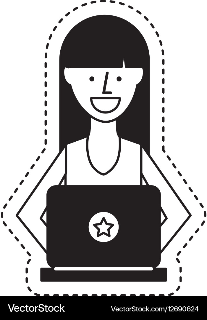 Person using computer icon vector image