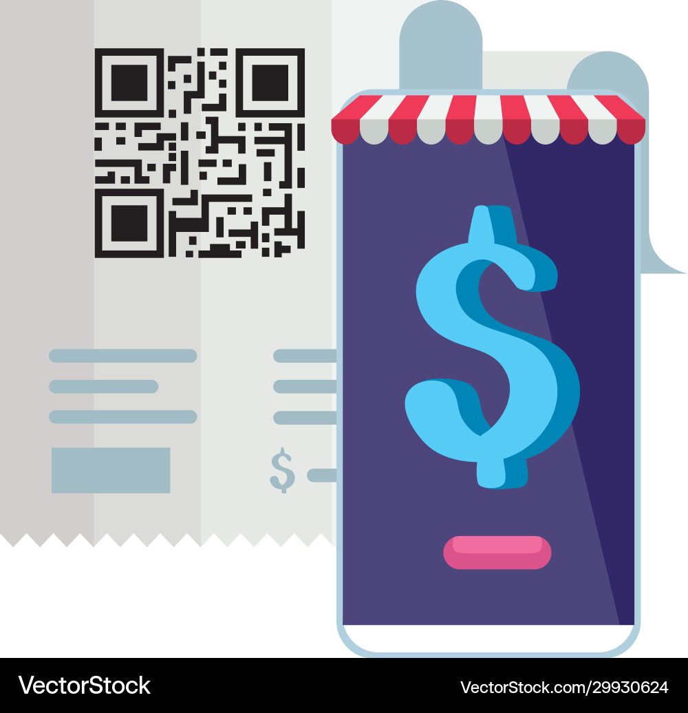 Qr code paper and smartphone design vector image
