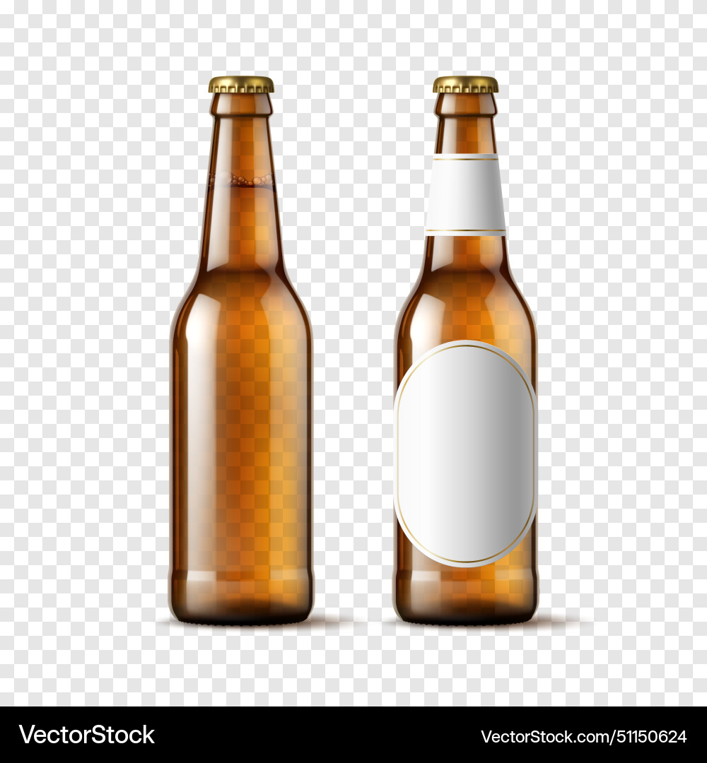 Realistic beer bottle transparent glass Royalty Free Vector