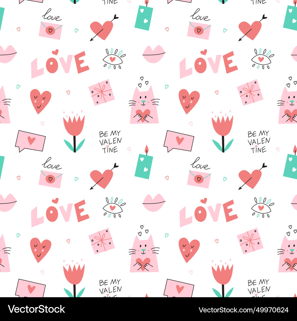 Seamless pattern with st valentine day elements Vector Image