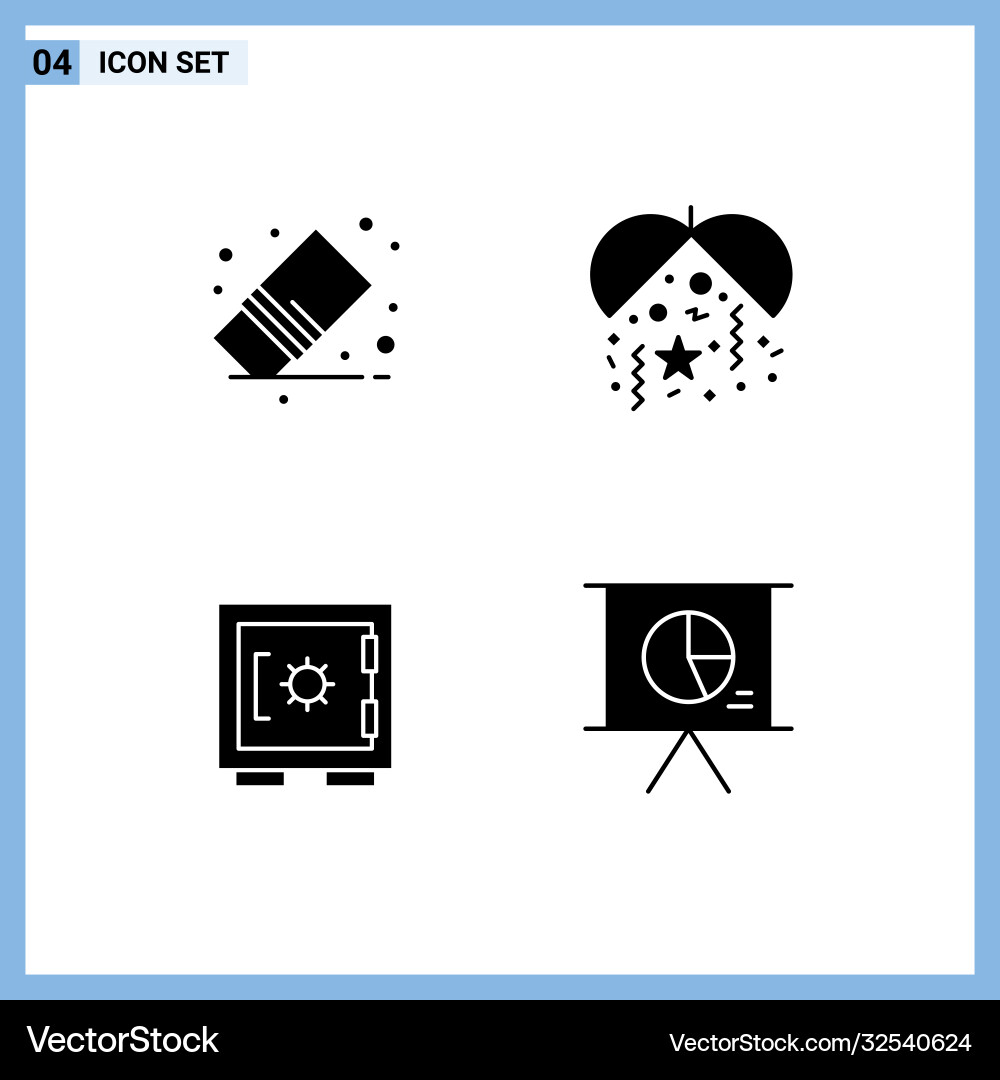 Set 4 solid glyphs on grid for delete locker Vector Image