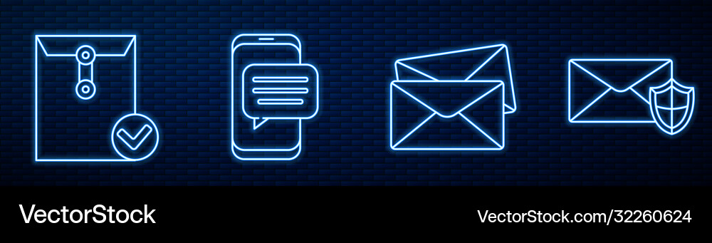 Set line envelope and check mark chat Set line envelope and check mark chat vector image