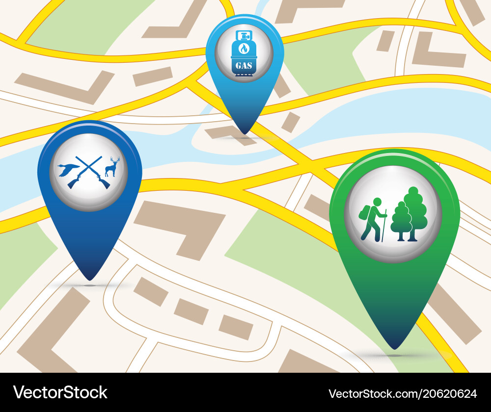 Set of tourism service map pointers vector image