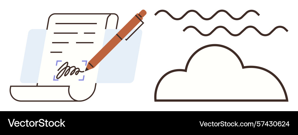 Signing a document with digital cloud storage Vector Image