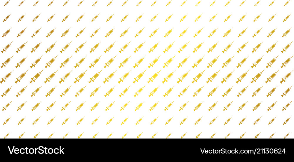 Syringe golden halftone array Syringe golden halftone array Vector Image