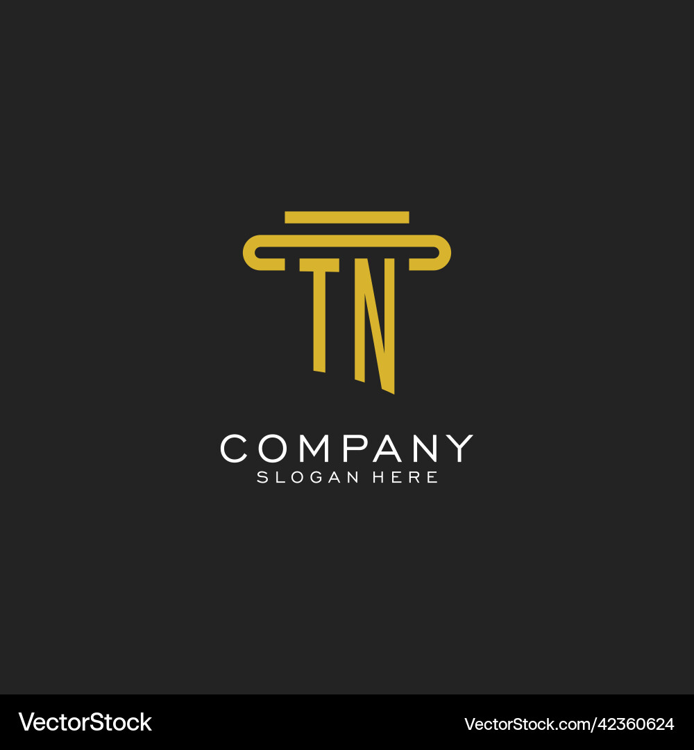 Tn initial logo with simple pillar style design Vector Image