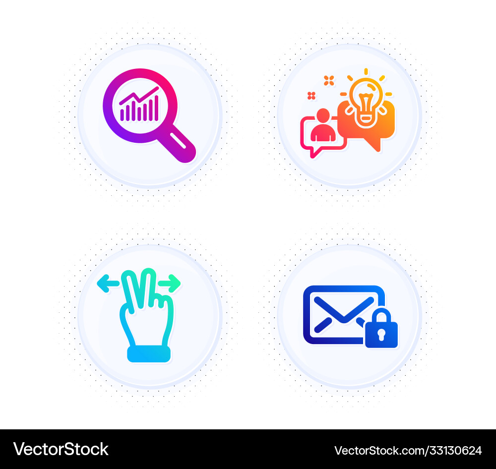 Touchscreen gesture data analysis and idea icons Touchscreen gesture data analysis and idea icons vector image