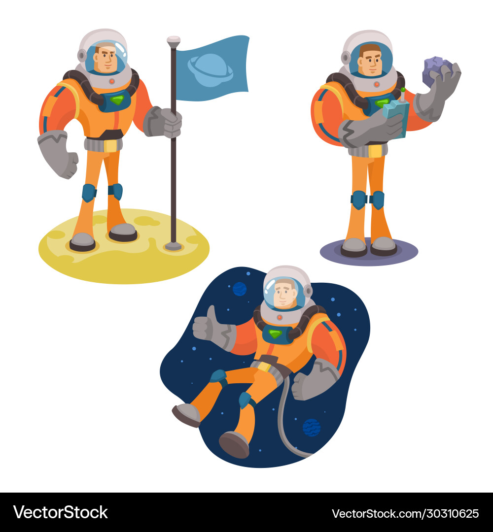 Astronaut character exploring outer space cartoon Astronaut character exploring outer space cartoon vector image