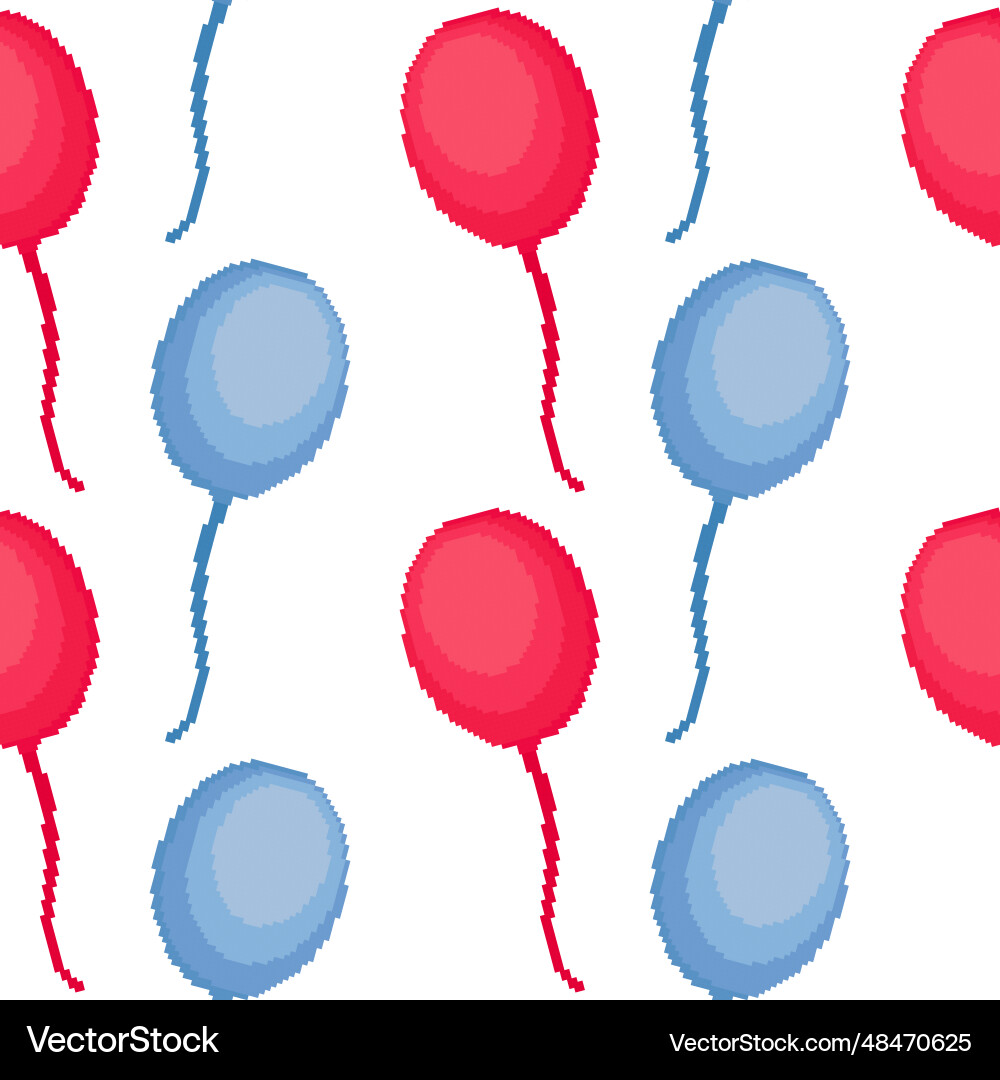 Balloons seamless pattern with pixel theme Vector Image