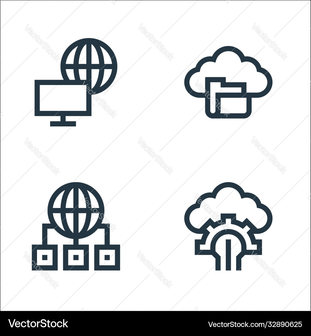 Big data line icons linear set quality vector image