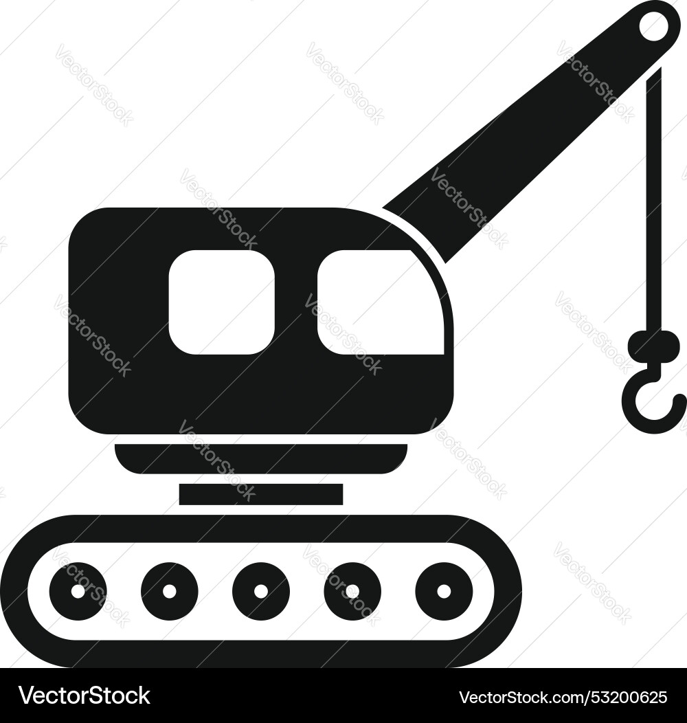 Crawler crane working on tracks with hook lowered Crawler crane working on tracks with hook lowered Vector Image
