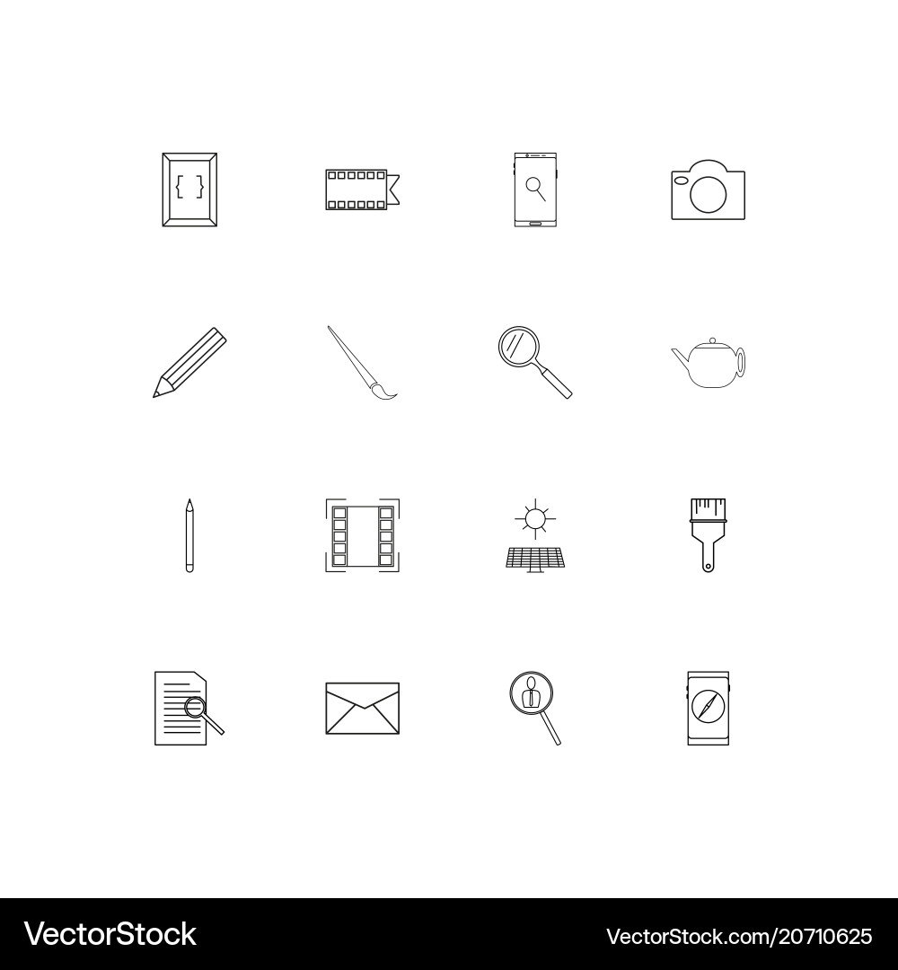 Creative process and design simple linear icons vector image
