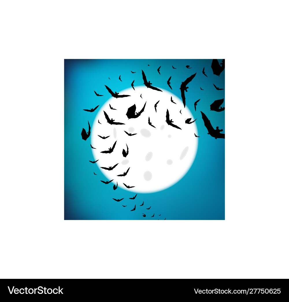 Flying Bats Under Full Moon Vector Image