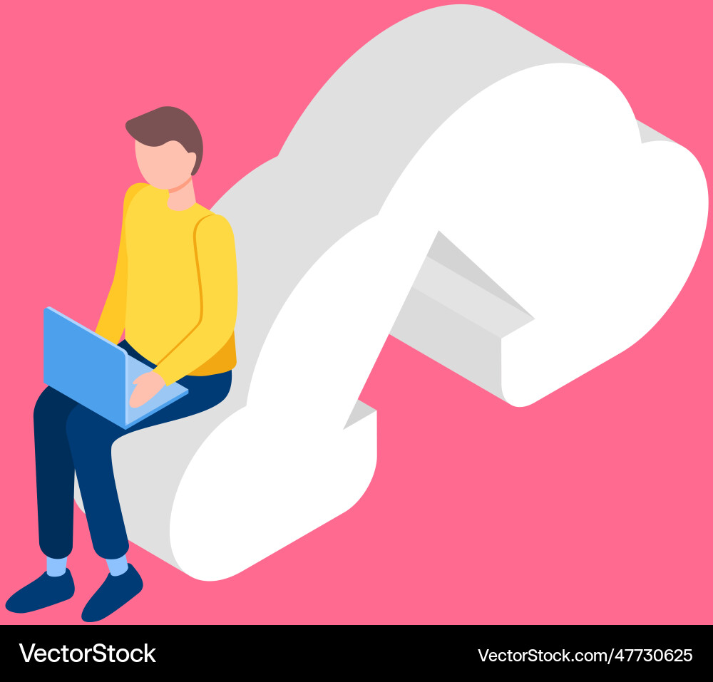 Man working remotely with computer freelancer Man working remotely with computer freelancer vector image