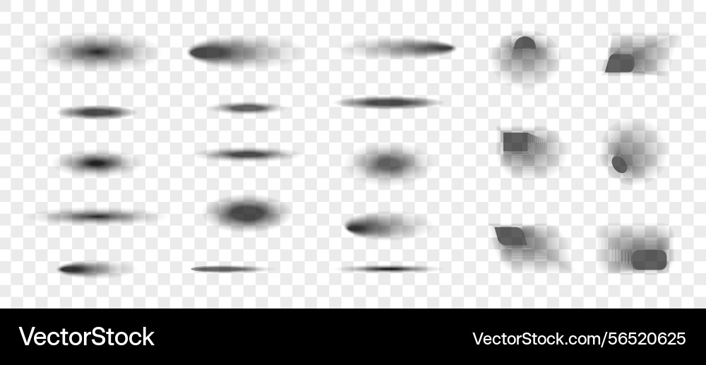 Realistic shadows set blur shade object elements Realistic shadows set blur shade object elements vector image