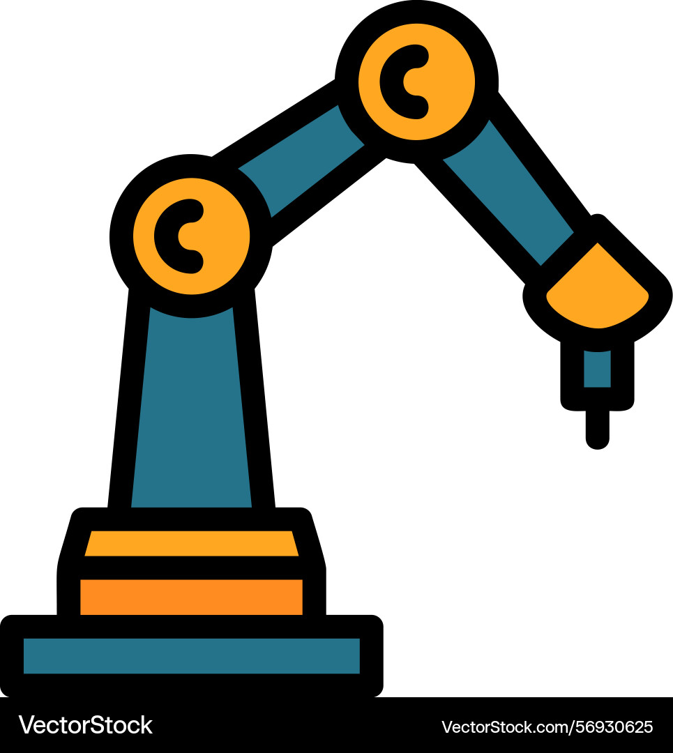 Robot arm line filled style icon design Vector Image