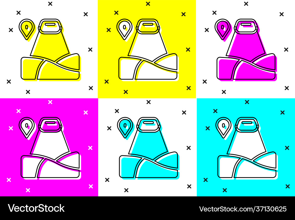 Set map pointer with mountain icon isolated Set map pointer with mountain icon isolated vector image