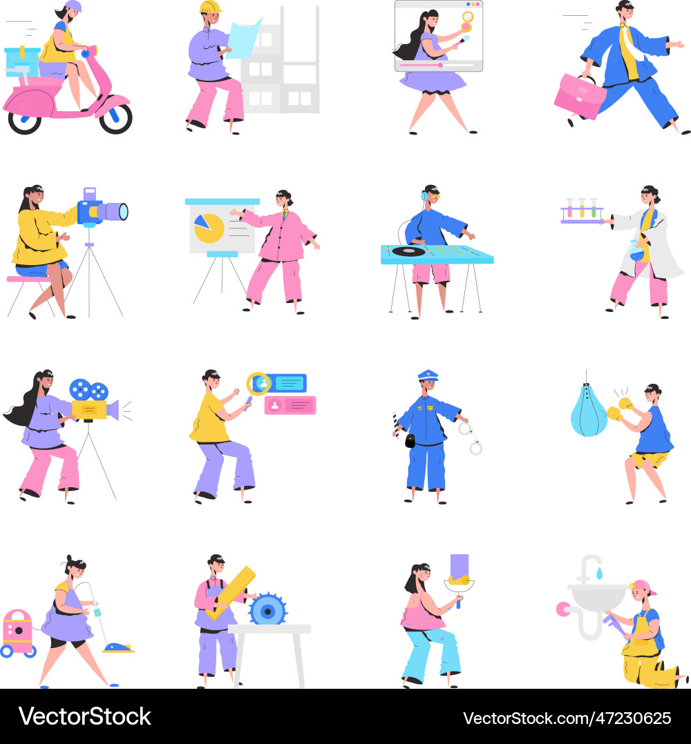 Set of occupations flat Set of occupations flat vector image
