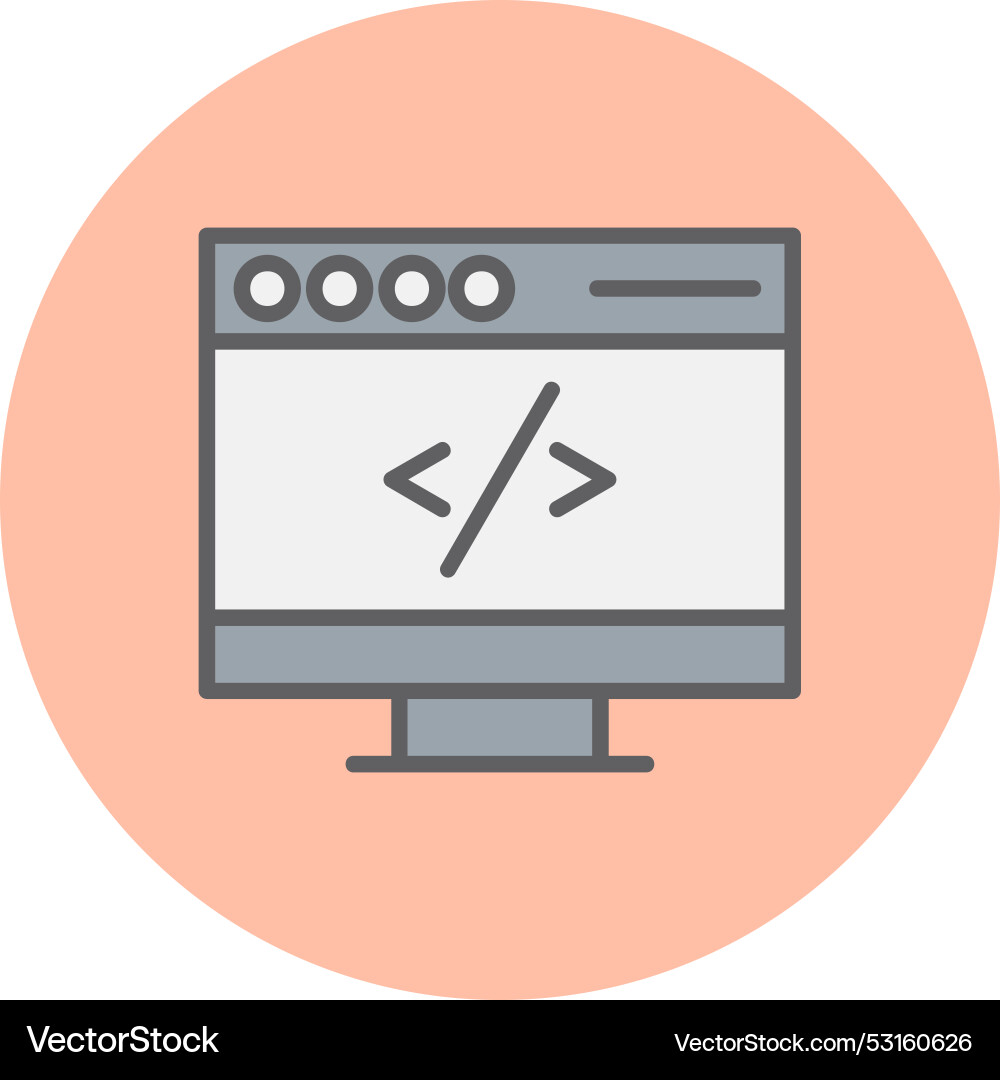Coding line filled circle icon vector image