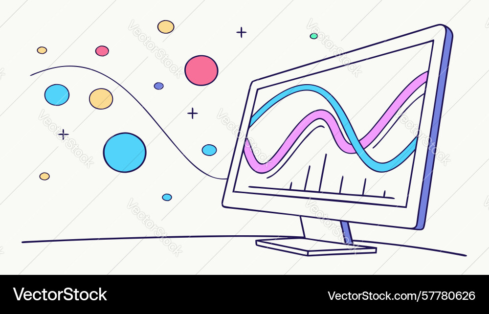 Creative data visualization on computer screen vector image