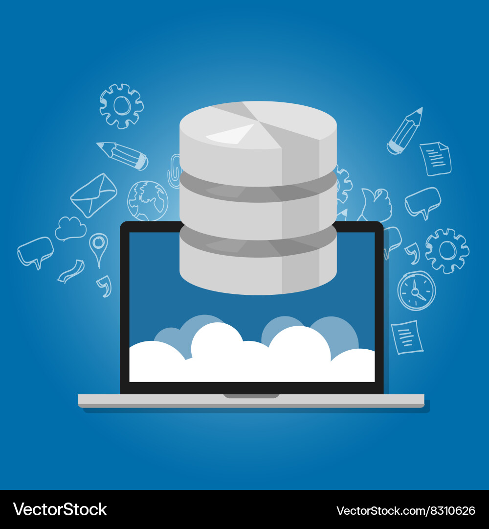 Database data in the cloud network multimedia vector image