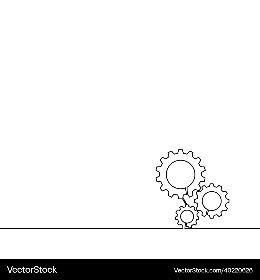 Draw a continuous line of the gear mechanism Draw a continuous line of the gear mechanism vector image